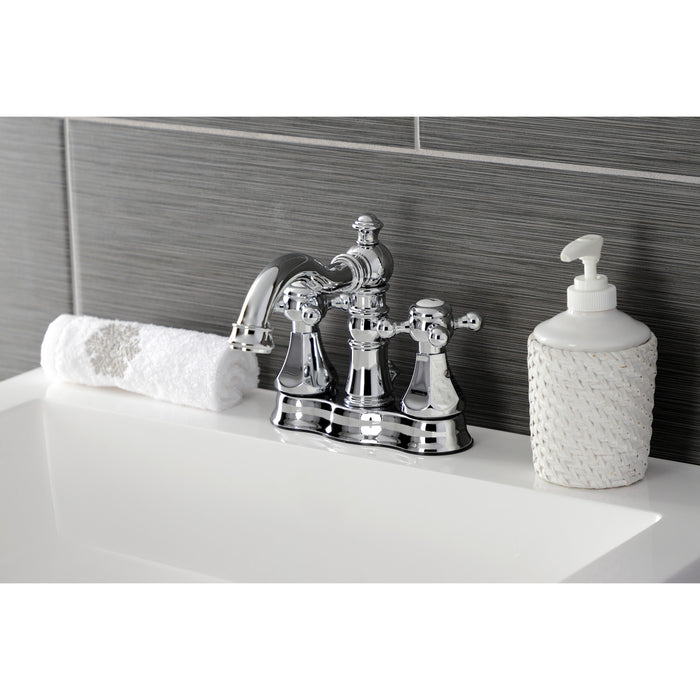 Kingston Heirloom FSC1601BX - Metropolitan Double-Handle 3-Hole Deck Mount 4-Inch Centerset Bathroom Faucet with Brass Pop-Up, Polished Chrome