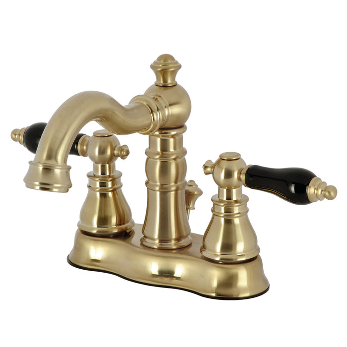 Kingston Heirloom FSC1603AKL - Duchess Double-Handle 3-Hole Deck Mount 4-Inch Centerset Bathroom Faucet with Brass Pop-Up, Brushed Brass