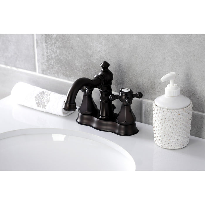 Kingston Heirloom FSC1605BX - Metropolitan Double-Handle 3-Hole Deck Mount 4-Inch Centerset Bathroom Faucet with Brass Pop-Up, Oil Rubbed Bronze