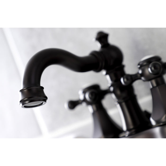 Kingston Heirloom FSC1605BX - Metropolitan Double-Handle 3-Hole Deck Mount 4-Inch Centerset Bathroom Faucet with Brass Pop-Up, Oil Rubbed Bronze