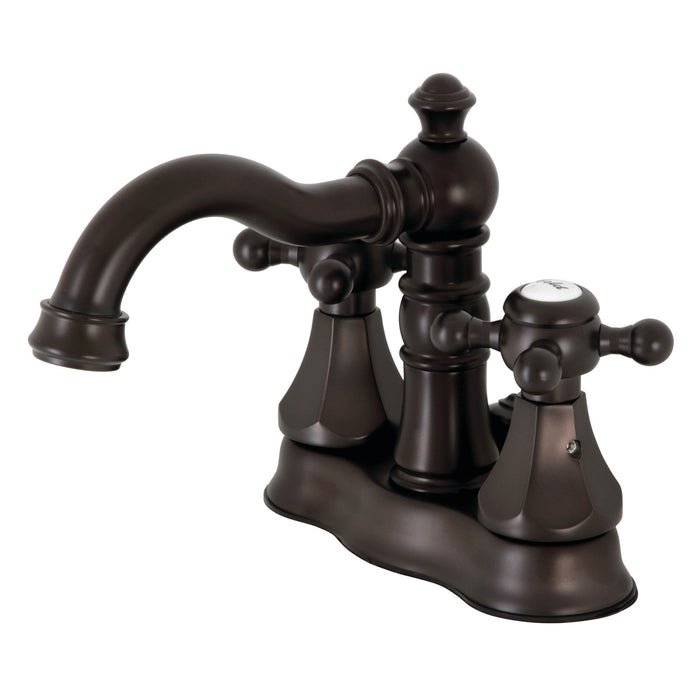 Kingston Heirloom FSC1605BX - Metropolitan Double-Handle 3-Hole Deck Mount 4-Inch Centerset Bathroom Faucet with Brass Pop-Up, Oil Rubbed Bronze