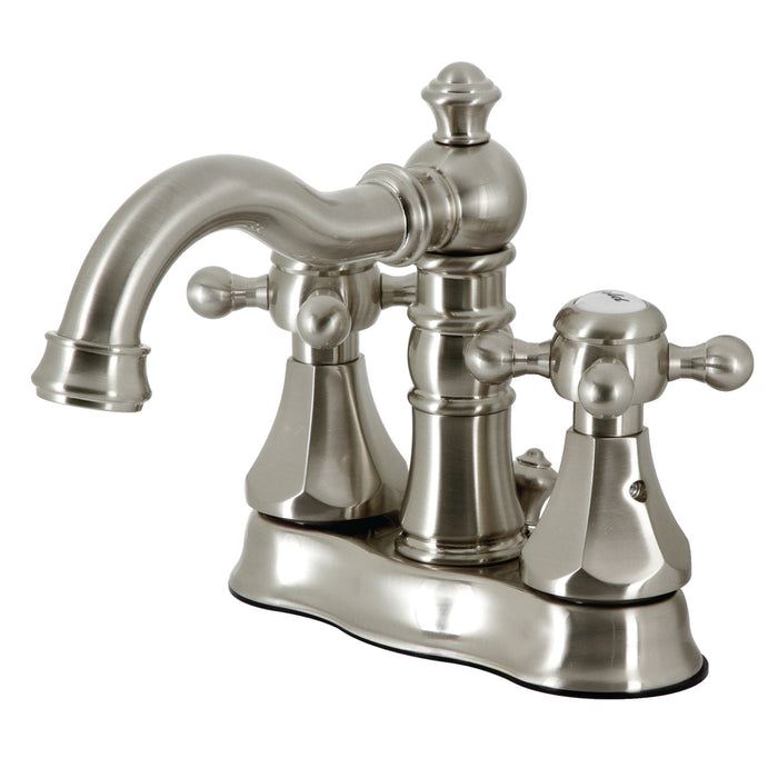 Kingston Heirloom FSC1608BX - Metropolitan Double-Handle 3-Hole Deck Mount 4-Inch Centerset Bathroom Faucet with Brass Pop-Up, Brushed Nickel