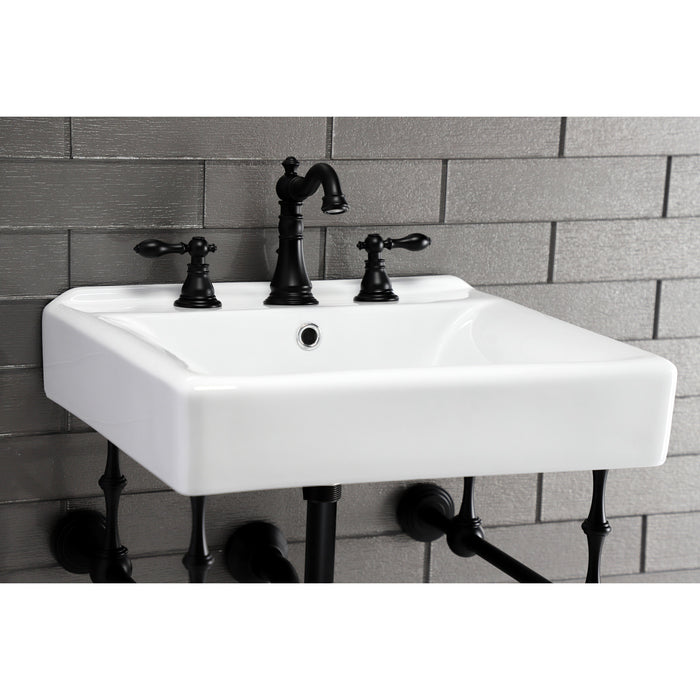 Kingston Heirloom FSC1970ACL - American Classic Two-Handle 3-Hole Deck Mount Widespread Bathroom Faucet with Brass Pop-Up, Matte Black