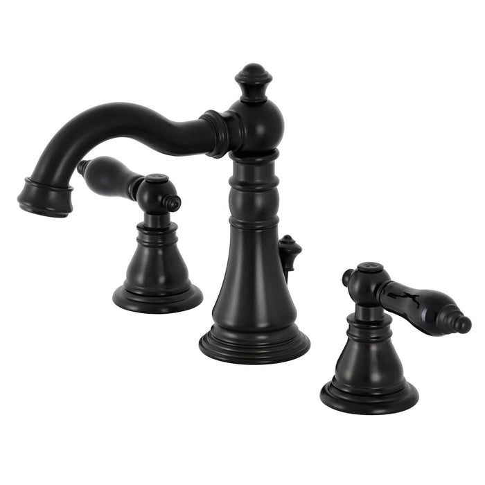Kingston Heirloom FSC1970AKL - Duchess Two-Handle 3-Hole Deck Mount Widespread Bathroom Faucet with Brass Pop-Up, Matte Black