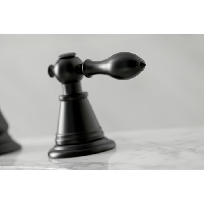 Kingston Heirloom FSC1970AL - English Classic Two-Handle 3-Hole Deck Mount Widespread Bathroom Faucet with Brass Pop-Up, Matte Black