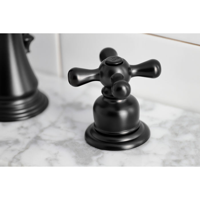 Kingston Heirloom FSC1970AX - American Classic Two-Handle 3-Hole Deck Mount Widespread Bathroom Faucet with Brass Pop-Up, Matte Black