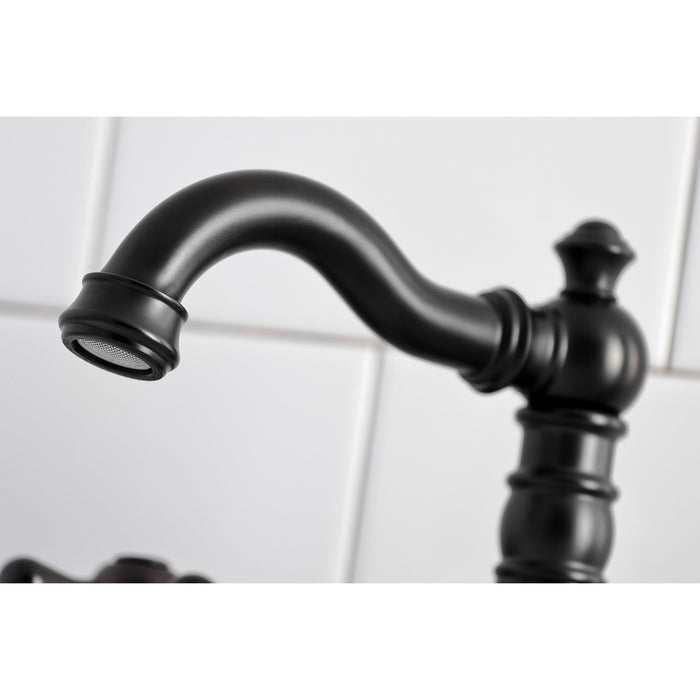 Kingston Heirloom FSC1970AX - American Classic Two-Handle 3-Hole Deck Mount Widespread Bathroom Faucet with Brass Pop-Up, Matte Black