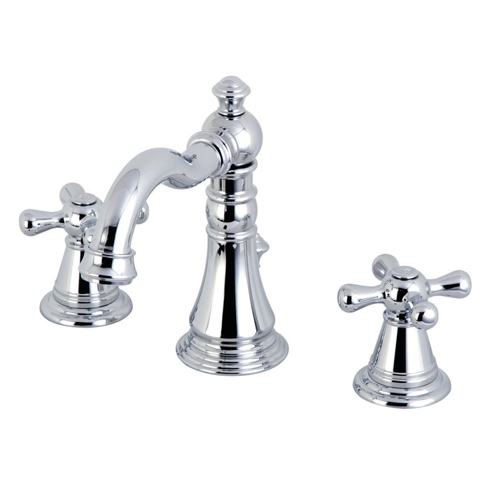 Kingston Heirloom FSC1971AAX - American Classic Two-Handle 3-Hole Deck Mount Widespread Bathroom Faucet with Pop-Up Drain, Polished Chrome
