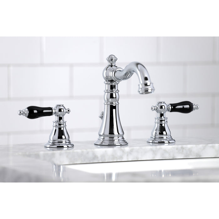 Kingston Heirloom FSC1971AKL - Duchess Two-Handle 3-Hole Deck Mount Widespread Bathroom Faucet with Pop-Up Drain, Polished Chrome