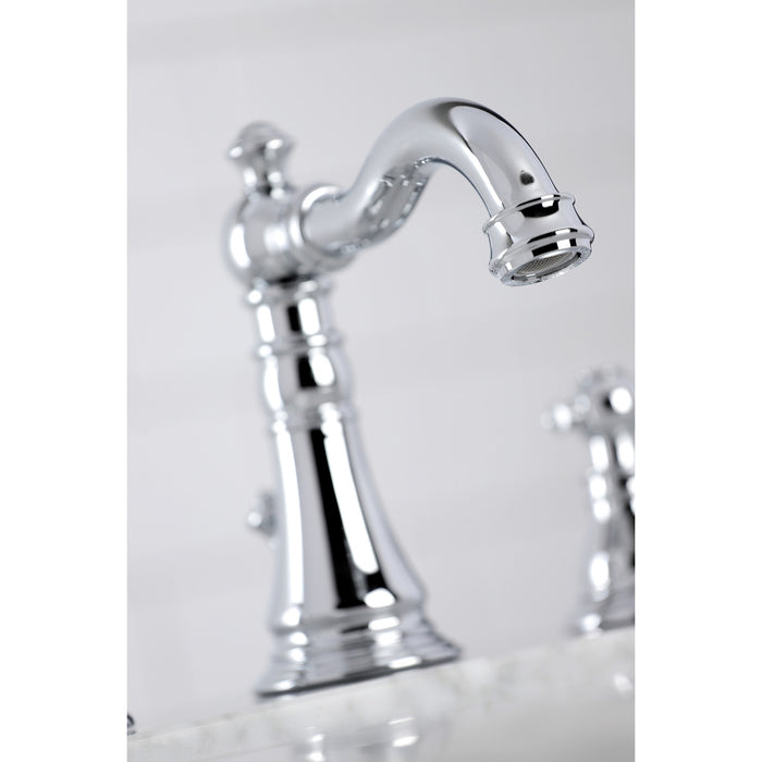 Kingston Heirloom FSC1971AKL - Duchess Two-Handle 3-Hole Deck Mount Widespread Bathroom Faucet with Pop-Up Drain, Polished Chrome