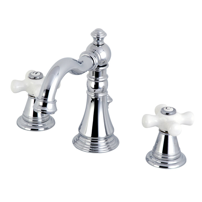 Kingston Heirloom FSC1971APX - American Classic Two-Handle 3-Hole Deck Mount Widespread Bathroom Faucet with Pop-Up Drain, Polished Chrome
