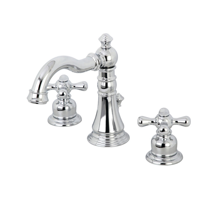 Kingston Heirloom FSC1971AX - American Classic Two-Handle 3-Hole Deck Mount Widespread Bathroom Faucet with Pop-Up Drain, Polished Chrome