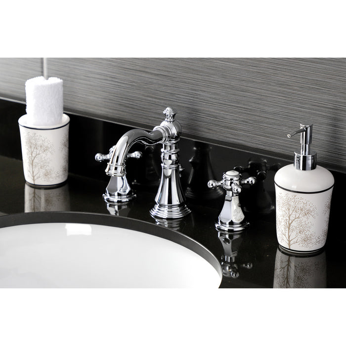 Kingston Heirloom FSC1971BX - Metropolitan Two-Handle 3-Hole Deck Mount Widespread Bathroom Faucet with Pop-Up Drain, Polished Chrome
