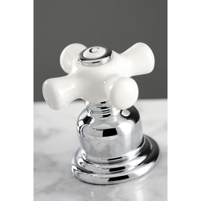 Kingston Heirloom FSC1971PX - American Classic Two-Handle 3-Hole Deck Mount Widespread Bathroom Faucet with Pop-Up Drain, Polished Chrome