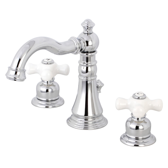 Kingston Heirloom FSC1971PX - American Classic Two-Handle 3-Hole Deck Mount Widespread Bathroom Faucet with Pop-Up Drain, Polished Chrome