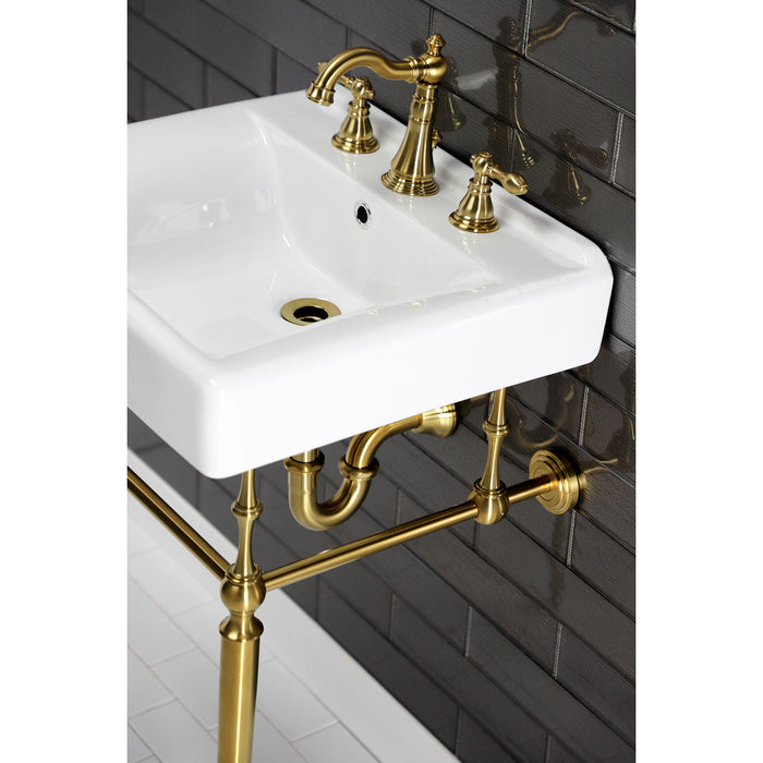 Kingston Heirloom FSC1973ACL - American Classic Two-Handle 3-Hole Deck Mount Widespread Bathroom Faucet with Brass Pop-Up, Brushed Brass