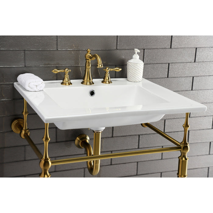 Kingston Heirloom FSC1973ACL - American Classic Two-Handle 3-Hole Deck Mount Widespread Bathroom Faucet with Brass Pop-Up, Brushed Brass