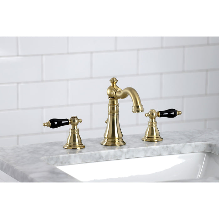 Kingston Heirloom FSC1973AKL - Duchess Two-Handle 3-Hole Deck Mount Widespread Bathroom Faucet with Brass Pop-Up, Brushed Brass