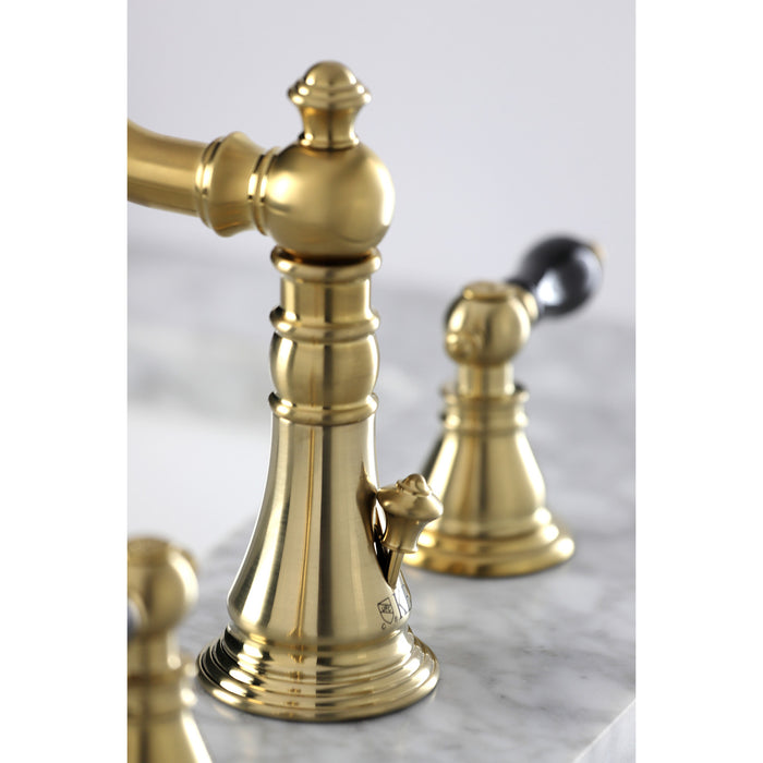 Kingston Heirloom FSC1973AKL - Duchess Two-Handle 3-Hole Deck Mount Widespread Bathroom Faucet with Brass Pop-Up, Brushed Brass
