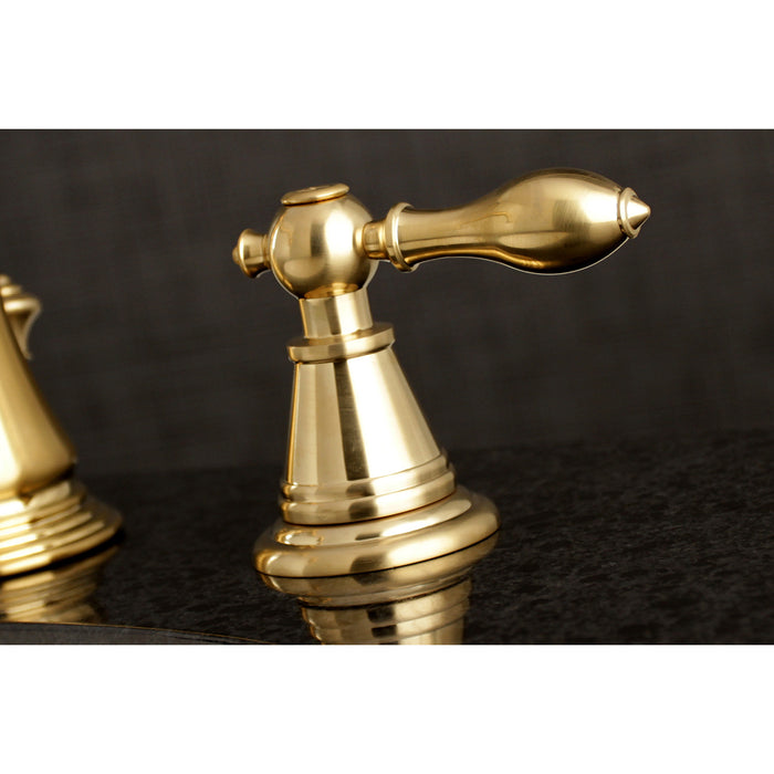Kingston Heirloom FSC1973AL - English Classic Two-Handle 3-Hole Deck Mount Widespread Bathroom Faucet with Brass Pop-Up, Brushed Brass