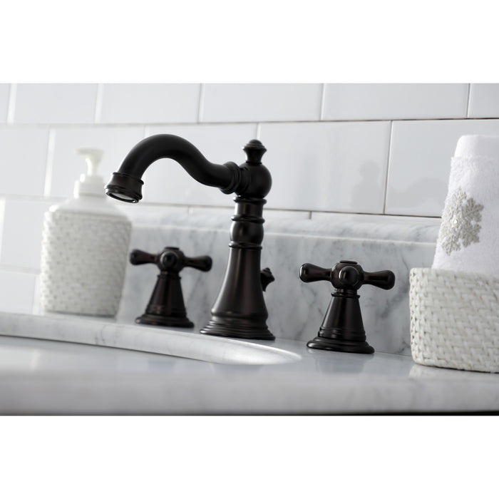 Kingston Heirloom FSC1975AAX - American Classic Two-Handle 3-Hole Deck Mount Widespread Bathroom Faucet with Pop-Up Drain, Oil Rubbed Bronze
