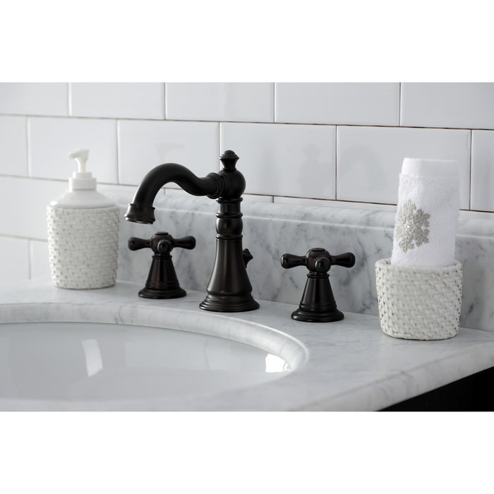 Kingston Heirloom FSC1975AAX - American Classic Two-Handle 3-Hole Deck Mount Widespread Bathroom Faucet with Pop-Up Drain, Oil Rubbed Bronze
