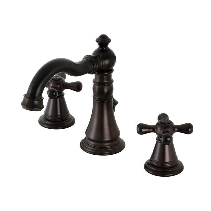 Kingston Heirloom FSC1975AAX - American Classic Two-Handle 3-Hole Deck Mount Widespread Bathroom Faucet with Pop-Up Drain, Oil Rubbed Bronze
