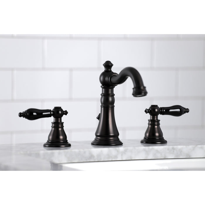 Kingston Heirloom FSC1975AKL - Duchess Two-Handle 3-Hole Deck Mount Widespread Bathroom Faucet with Pop-Up Drain, Oil Rubbed Bronze