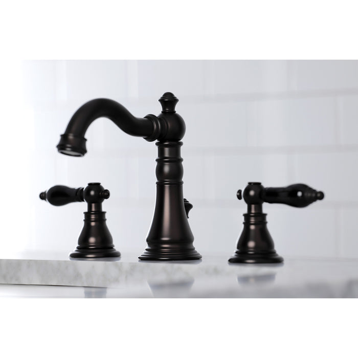 Kingston Heirloom FSC1975AKL - Duchess Two-Handle 3-Hole Deck Mount Widespread Bathroom Faucet with Pop-Up Drain, Oil Rubbed Bronze