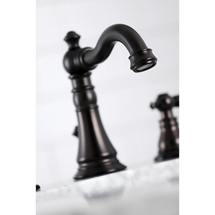 Kingston Heirloom FSC1975AKL - Duchess Two-Handle 3-Hole Deck Mount Widespread Bathroom Faucet with Pop-Up Drain, Oil Rubbed Bronze