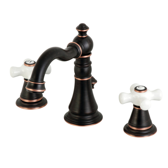 Kingston Heirloom FSC1976APX - American Classic Two-Handle 3-Hole Deck Mount Widespread Bathroom Faucet with Brass Pop-Up, Naples Bronze