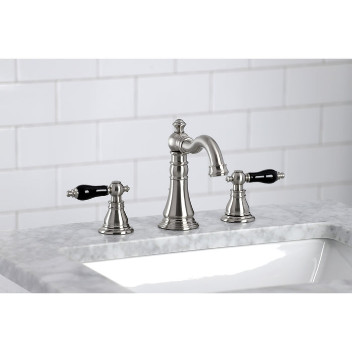 Kingston Heirloom FSC1978AKL - Duchess Two-Handle 3-Hole Deck Mount Widespread Bathroom Faucet with Pop-Up Drain, Brushed Nickel