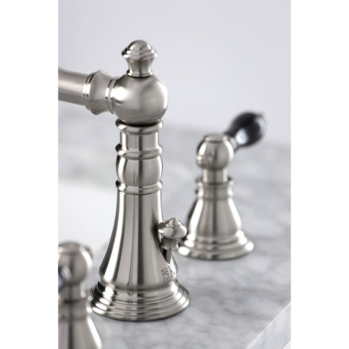 Kingston Heirloom FSC1978AKL - Duchess Two-Handle 3-Hole Deck Mount Widespread Bathroom Faucet with Pop-Up Drain, Brushed Nickel