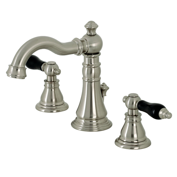 Kingston Heirloom FSC1978AKL - Duchess Two-Handle 3-Hole Deck Mount Widespread Bathroom Faucet with Pop-Up Drain, Brushed Nickel