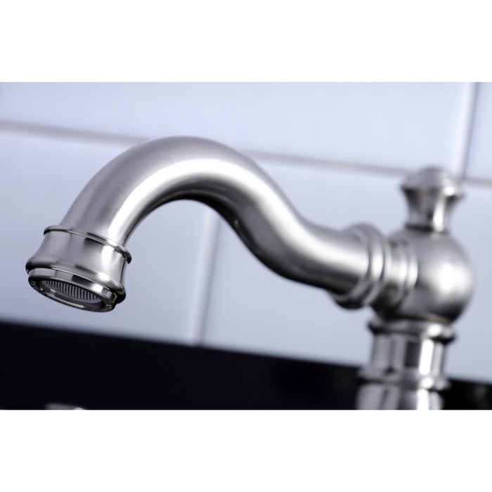 Kingston Heirloom FSC1978AX - American Classic Two-Handle 3-Hole Deck Mount Widespread Bathroom Faucet with Pop-Up Drain, Brushed Nickel