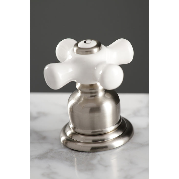 Kingston Heirloom FSC1978PX - American Classic Two-Handle 3-Hole Deck Mount Widespread Bathroom Faucet with Pop-Up Drain, Brushed Nickel