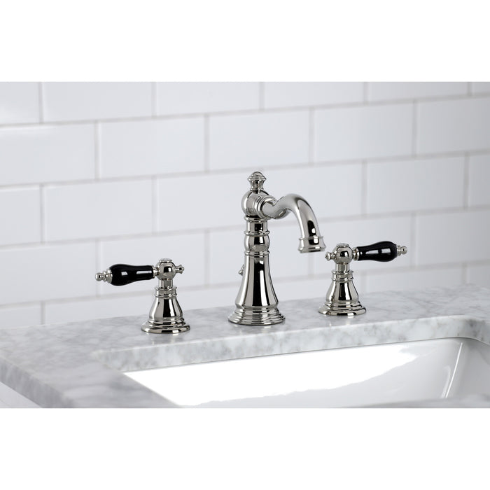 Kingston Heirloom FSC1979AKL - Duchess Two-Handle 3-Hole Deck Mount Widespread Bathroom Faucet with Brass Pop-Up, Polished Nickel