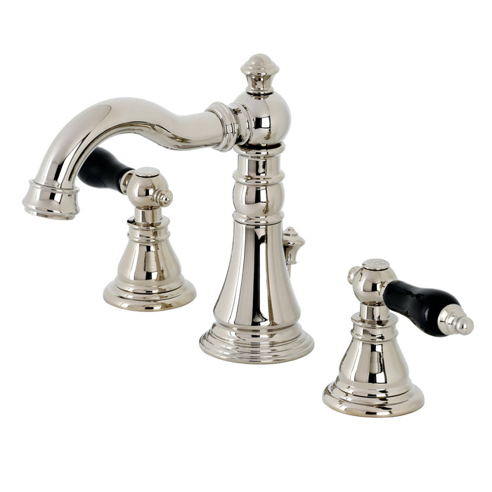 Kingston Heirloom FSC1979AKL - Duchess Two-Handle 3-Hole Deck Mount Widespread Bathroom Faucet with Brass Pop-Up, Polished Nickel