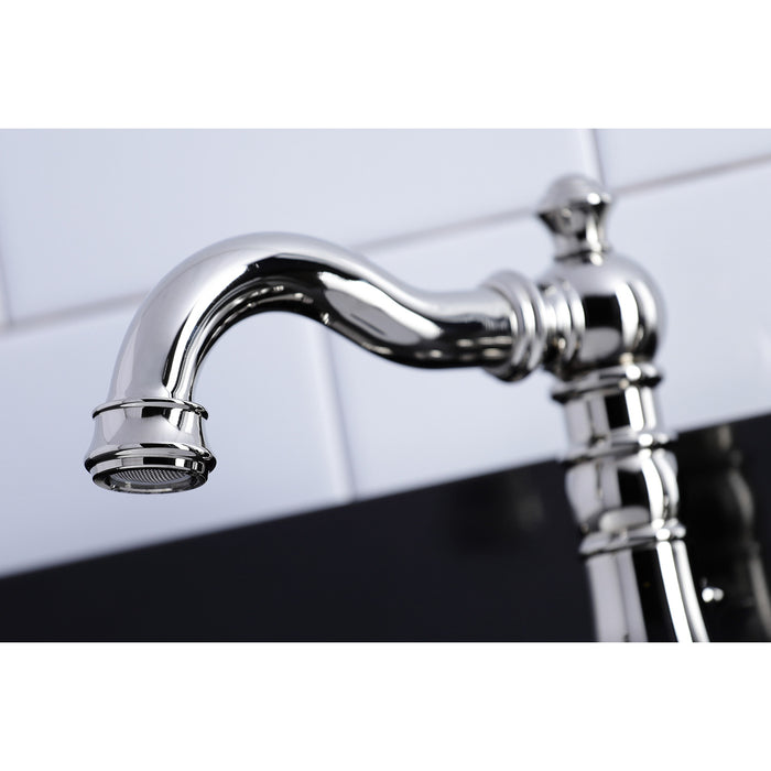 Kingston Heirloom FSC1979PX - American Classic Two-Handle 3-Hole Deck Mount Widespread Bathroom Faucet with Brass Pop-Up, Polished Nickel