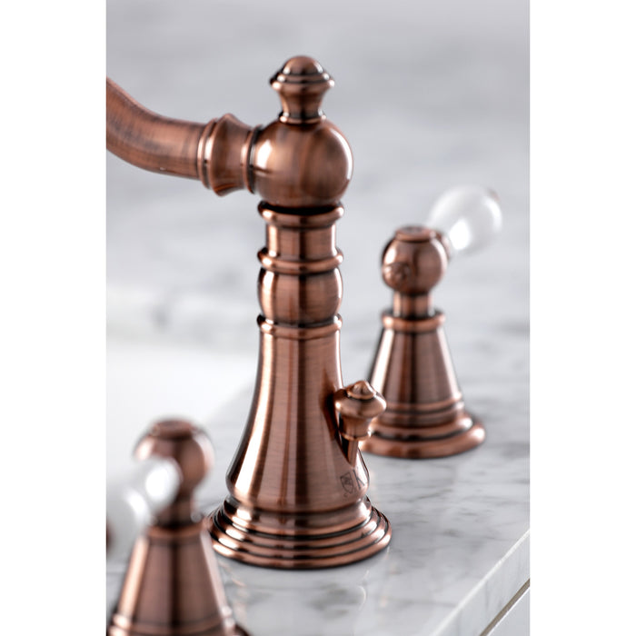 Kingston Heirloom FSC197PLAC - English Classic Two-Handle 3-Hole Deck Mount Widespread Bathroom Faucet with Brass Pop-Up, Antique Copper
