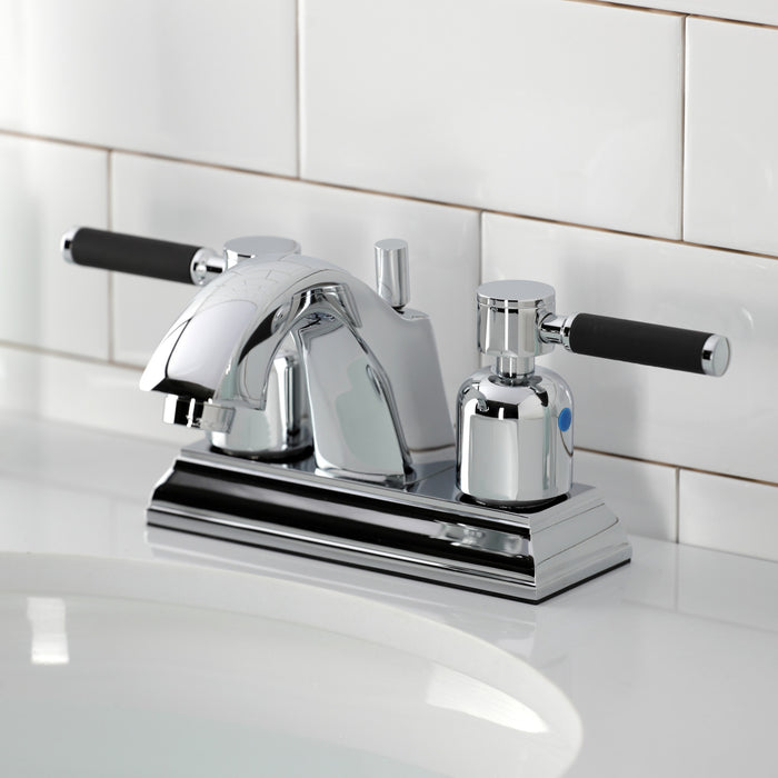 Kingston Tulare FSC4641DKL - Kaiser Double-Handle 3-Hole Deck Mount 4-Inch Centerset Bathroom Faucet with Pop-Up Drain, Polished Chrome