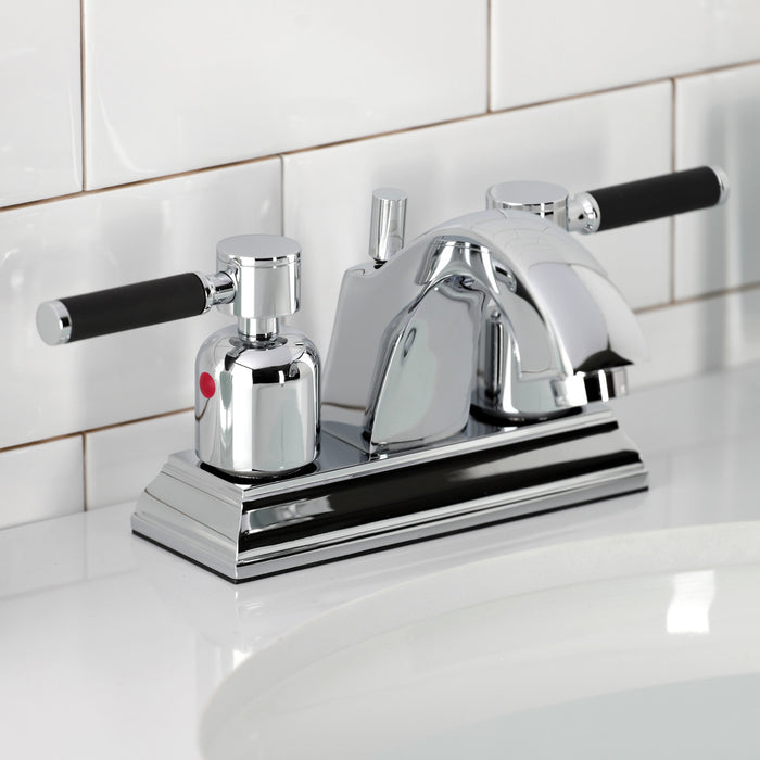 Kingston Tulare FSC4641DKL - Kaiser Double-Handle 3-Hole Deck Mount 4-Inch Centerset Bathroom Faucet with Pop-Up Drain, Polished Chrome