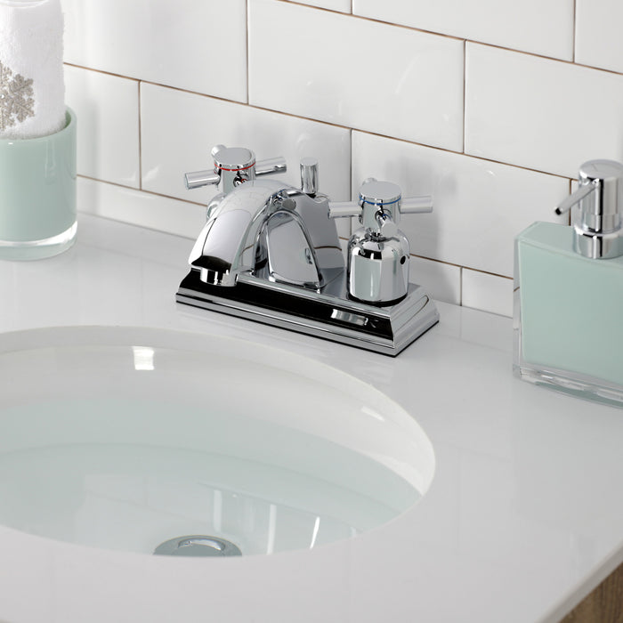 Kingston Tulare FSC4641DX - Concord Double-Handle 3-Hole Deck Mount 4-Inch Centerset Bathroom Faucet with Pop-Up Drain, Polished Chrome