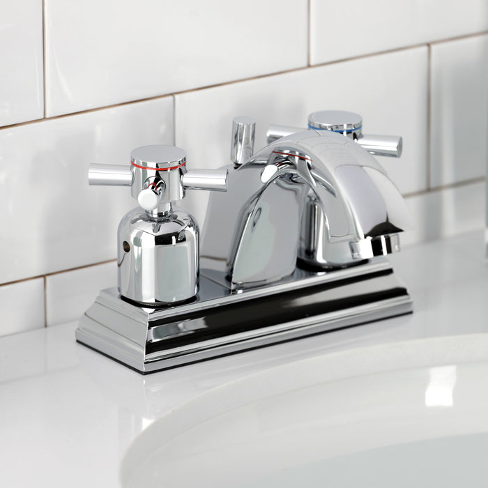 Kingston Tulare FSC4641DX - Concord Double-Handle 3-Hole Deck Mount 4-Inch Centerset Bathroom Faucet with Pop-Up Drain, Polished Chrome