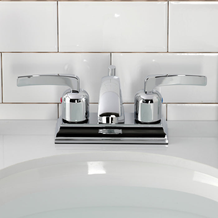 Kingston Tulare FSC4641EFL - Centurion Double-Handle 3-Hole Deck Mount 4-Inch Centerset Bathroom Faucet with Pop-Up Drain, Polished Chrome