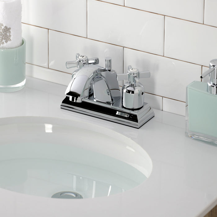Kingston Tulare FSC4641ZX - Millennium Double-Handle 3-Hole Deck Mount 4-Inch Centerset Bathroom Faucet with Pop-Up Drain, Polished Chrome