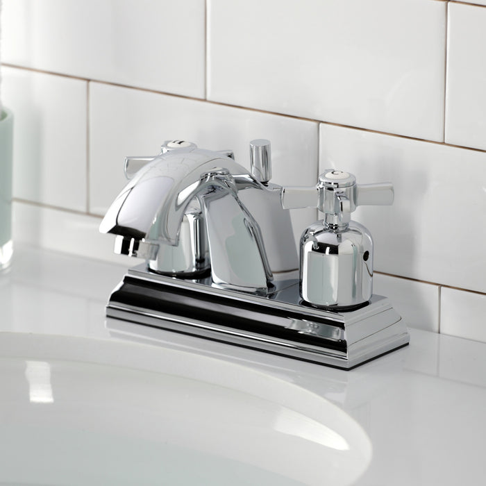 Kingston Tulare FSC4641ZX - Millennium Double-Handle 3-Hole Deck Mount 4-Inch Centerset Bathroom Faucet with Pop-Up Drain, Polished Chrome