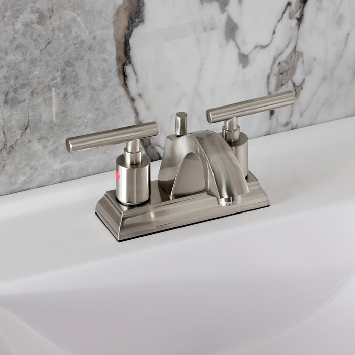 Kingston Tulare FSC4648CML - Manhattan Double-Handle 3-Hole Deck Mount 4-Inch Centerset Bathroom Faucet with Pop-Up Drain, Brushed Nickel