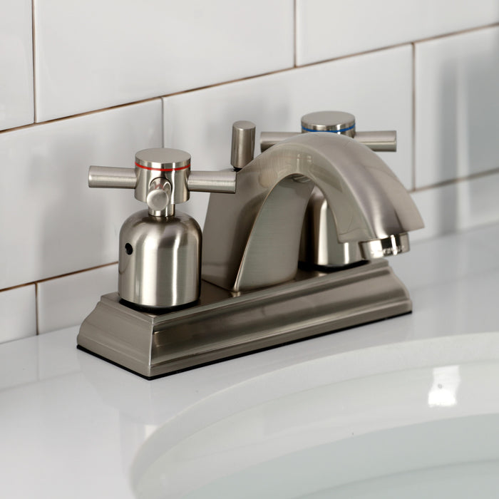 Kingston Tulare FSC4648DX - Concord Double-Handle 3-Hole Deck Mount 4-Inch Centerset Bathroom Faucet with Pop-Up Drain, Brushed Nickel