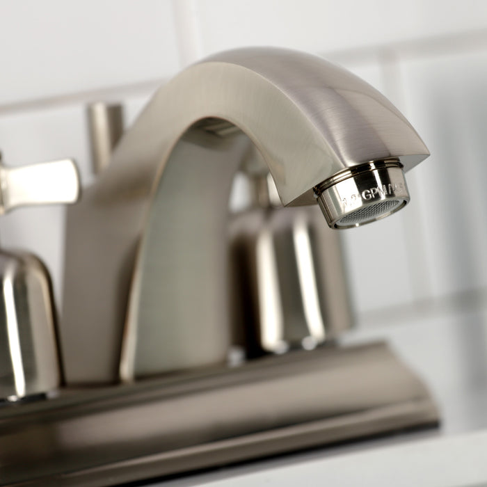 Kingston Tulare FSC4648ZX - Millennium Double-Handle 3-Hole Deck Mount 4-Inch Centerset Bathroom Faucet with Pop-Up Drain, Brushed Nickel